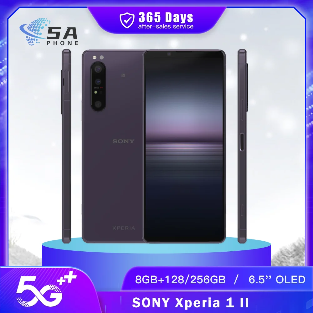 Оригинальный мобильный телефон Sony Xperia 1 II 1ii XQ-AT51 XQ-AT52 5G NFC 128 ГБ/256 ГБ 6,5 '12 МП + 8 МП восьмиядерный смартфон Snapdragon 865