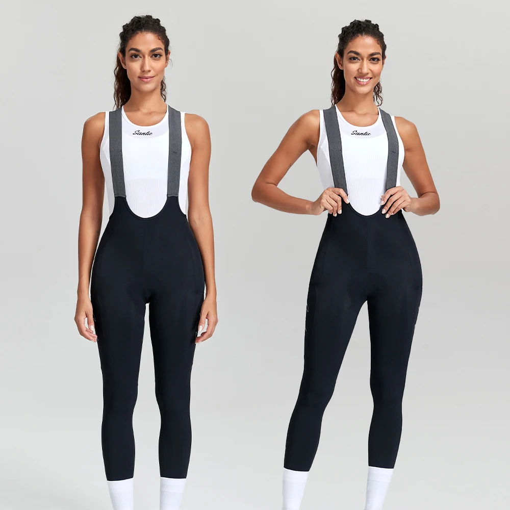 

Santic Women Cycling Pants for Winter Fleece Warm Bicycle Bib Long Pants Comfortable Fit Long Distance Cycling TL25C04284