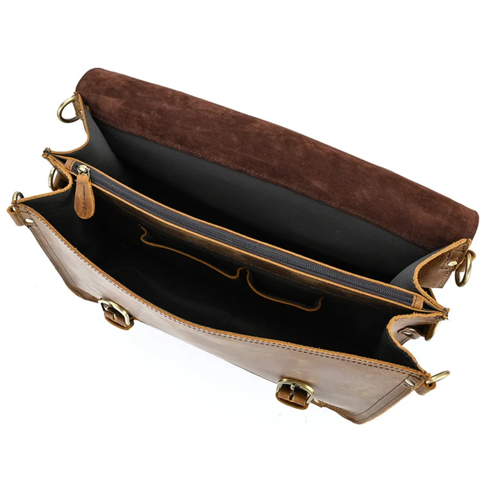 Large Retro Backpack Multifunctional Fashion Briefcase Simple and Versatile Men's Leather Handbag Backpack Cowhide Messenger Bag