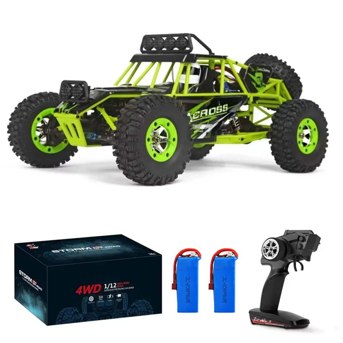 Wltoys 12427 1/12 RC Crawler 50km/h Hochgeschwindigkeits-Ferngesteuertes Fahrzeug 4WD Offroad-Kletterauto Modellspielzeug für Erwachsene mit 2 Batterien