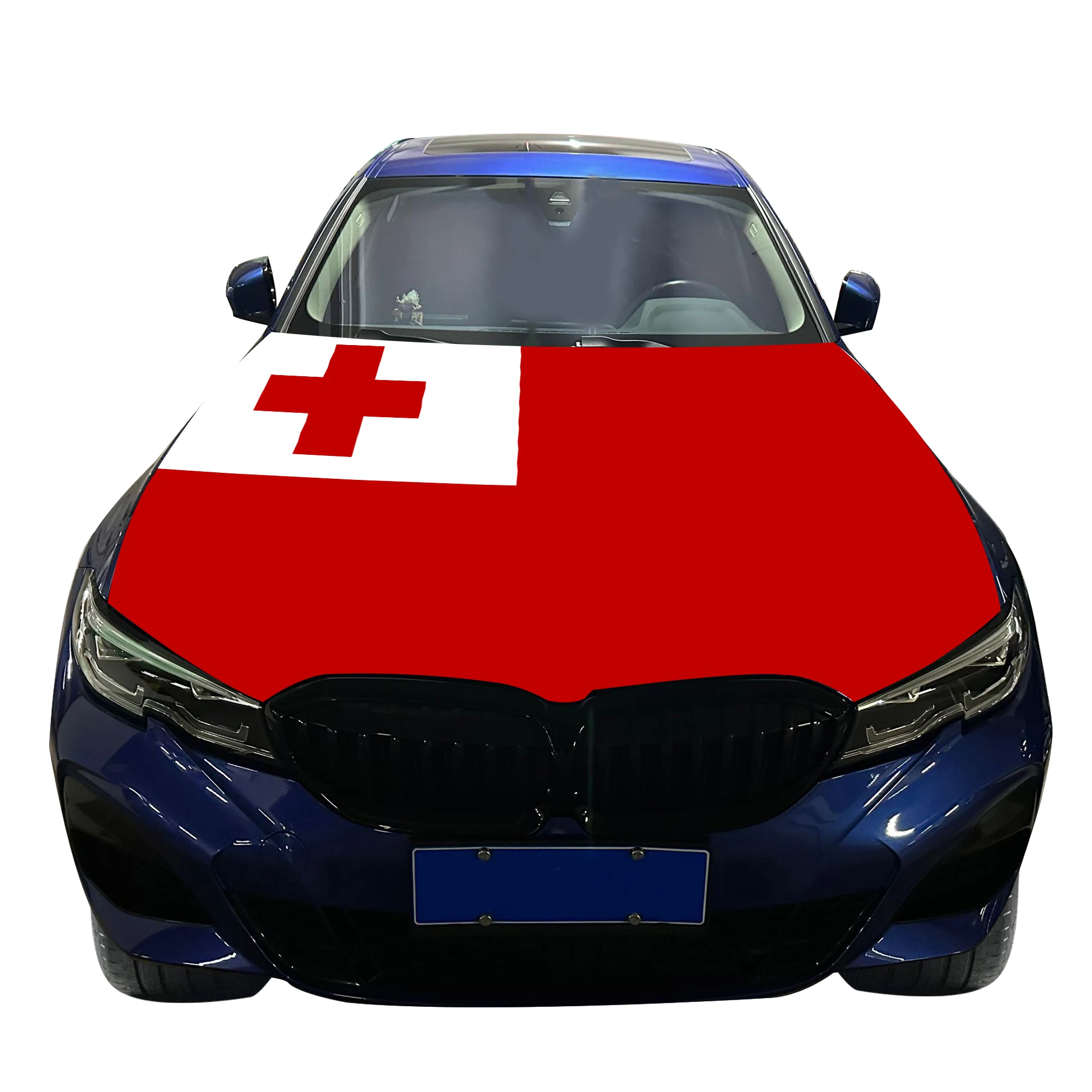 Tonga Car Hood Cover Flag  Universal Size Elastic Polyester 120x150cm for Car Decor