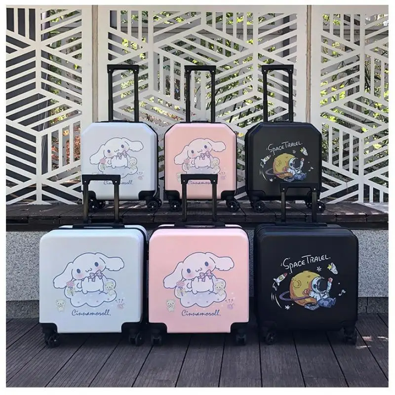 Sanrios Trolley Case Kuromi Anak baru Carry-On koper kartun Cinnamoroll Anime Kawaii Universal Wheel kapasitas besar siswa