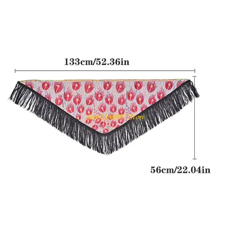 Khăn quàng hông múa bụng DXAE có đính sequin và tua rua lấp lánh cho các buổi biểu diễn chuyên nghiệp Phụ kiện sân khấu