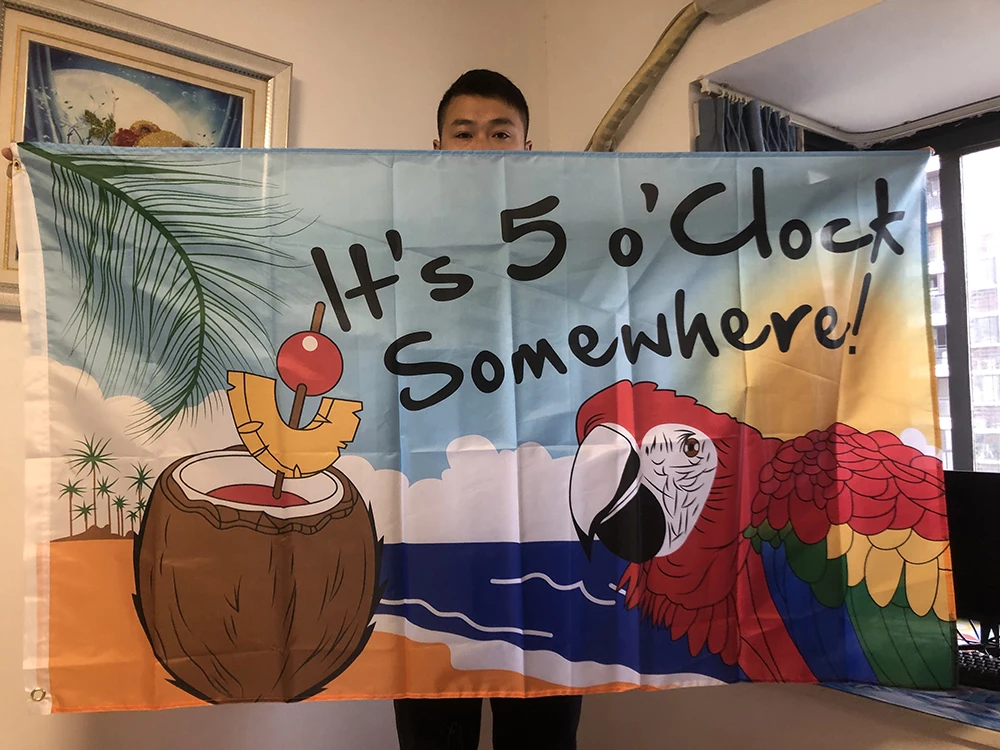 (SKY FLAG) 5 Oclock Flag 90x150cm Double Penetration Polyester 5 Oclock Flag Hanging Banner Tapestry for Home Decoration