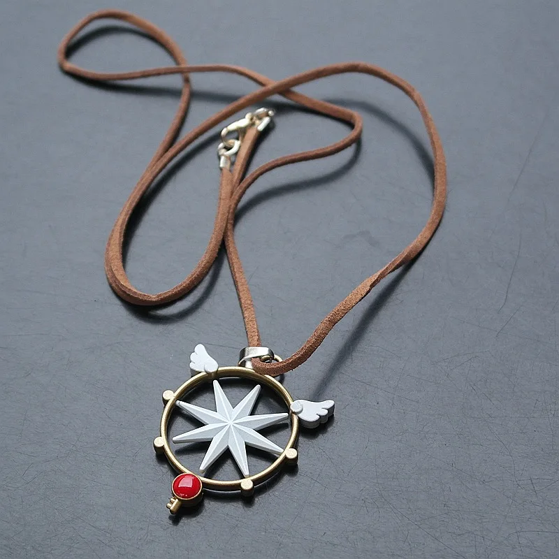 Brdwn Card Captor Sakura CLEAR CARD Kinomoto Sakura 5cm/2\'\' Star Rotating Model Necklace Pendant anime cosplay