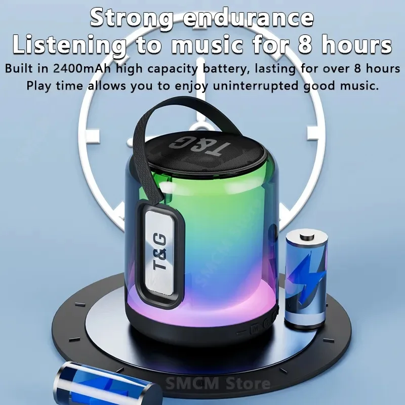 แบบพกพา Retro เดสก์ท็อปขนาดเล็กลําโพง Caixa De Som Boombox ฟันสีฟ้าไร้สายโปร่งใสเพลงกล่องที่มีสีสัน Ambient Light