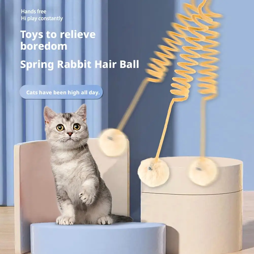 Interactive Cat Toy Funny Cat Stick Plush Spring Ball Self-Hey Hanging Door Kitten Toy Cats Kittens Play Training Toys Supplies