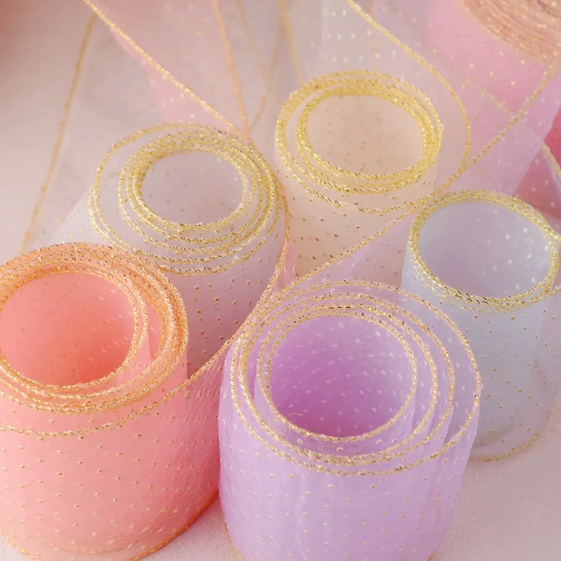 Nastro punteggiato dorato largo 7 cm, nastro per bordi a bolle artigianali fai-da-te per fiocchi per capelli/decorazione di scarpe/confezione regalo, 20 metri