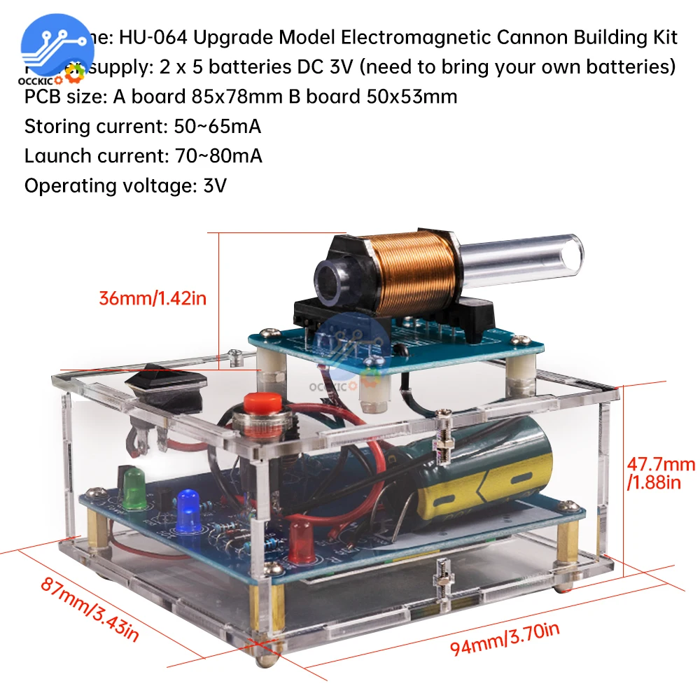 DC3V Kit elettronico trasmettitore magnetico elettrico fai da te con circuito di indicazione del livello gioco di tiro parti di esperimenti