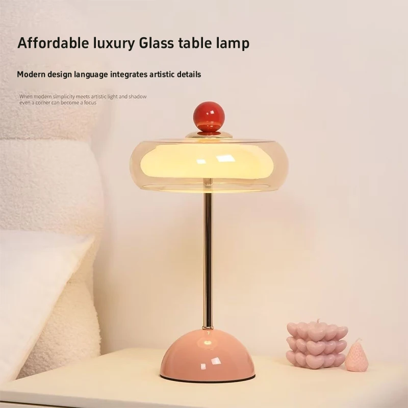 Multi‑color Vintage Flying Saucer Desk Lamp Dopamine LED Bedside Table Light For Apartment Bedroom Home Decoration Nightlight