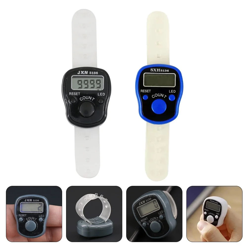 2 Pcs Handheld Tally Counter Finger Beads Small Electronic Counters Tool Crochet Loop Ring