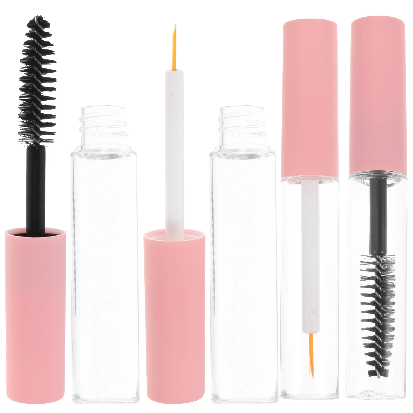 4 szt. Puste tubki na tusz do rzęs z materiału PET, końcówka do cieni, butelka na eyeliner, pojemnik wielokrotnego użytku do samodzielnego tworzenia tuszu do rzęs, pusta butelka do makijażu