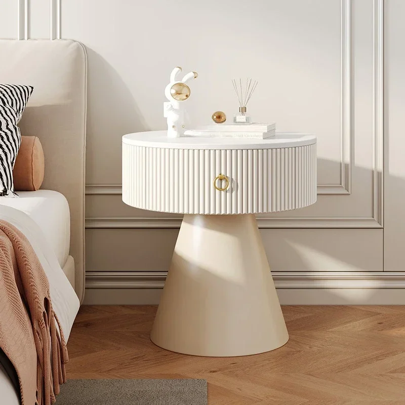 Simple and modern bedside table, bedroom cream style storage, living room corner table, sofa side table, easy to move