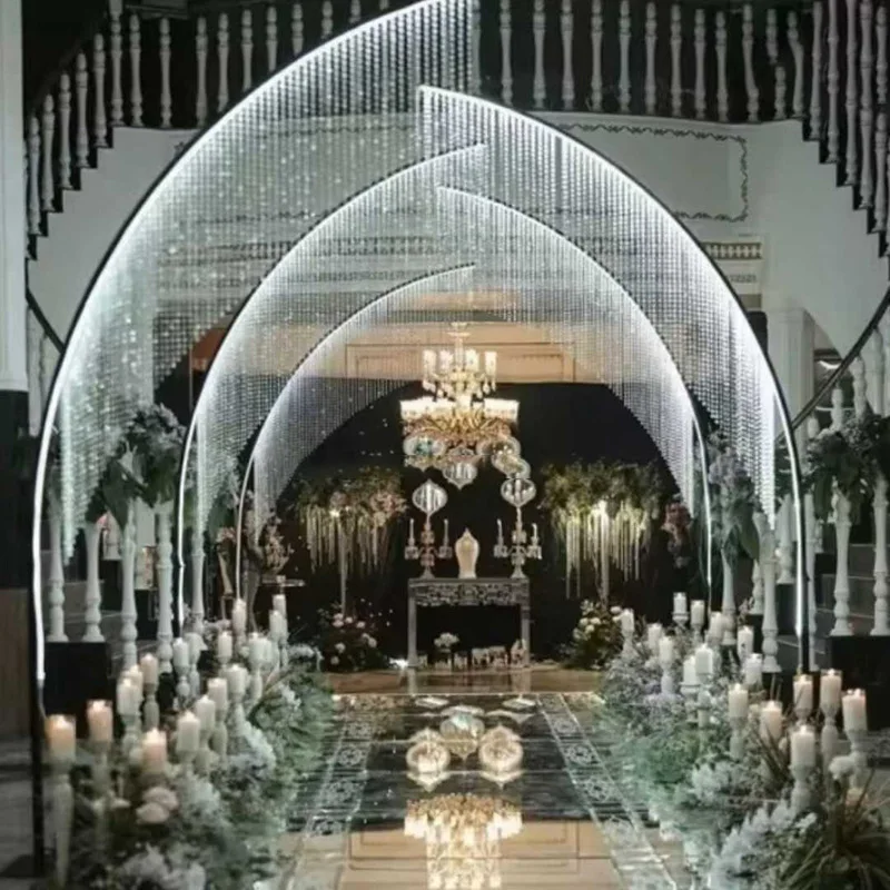 2 Stück Hochzeitssaal-Bühnen-Hängegestell, Hintergrund-Blumenständer für den Gang, Party-Requisiten, S-förmiger Kristall-Ornamentständer für den Außenbereich – Detail 3