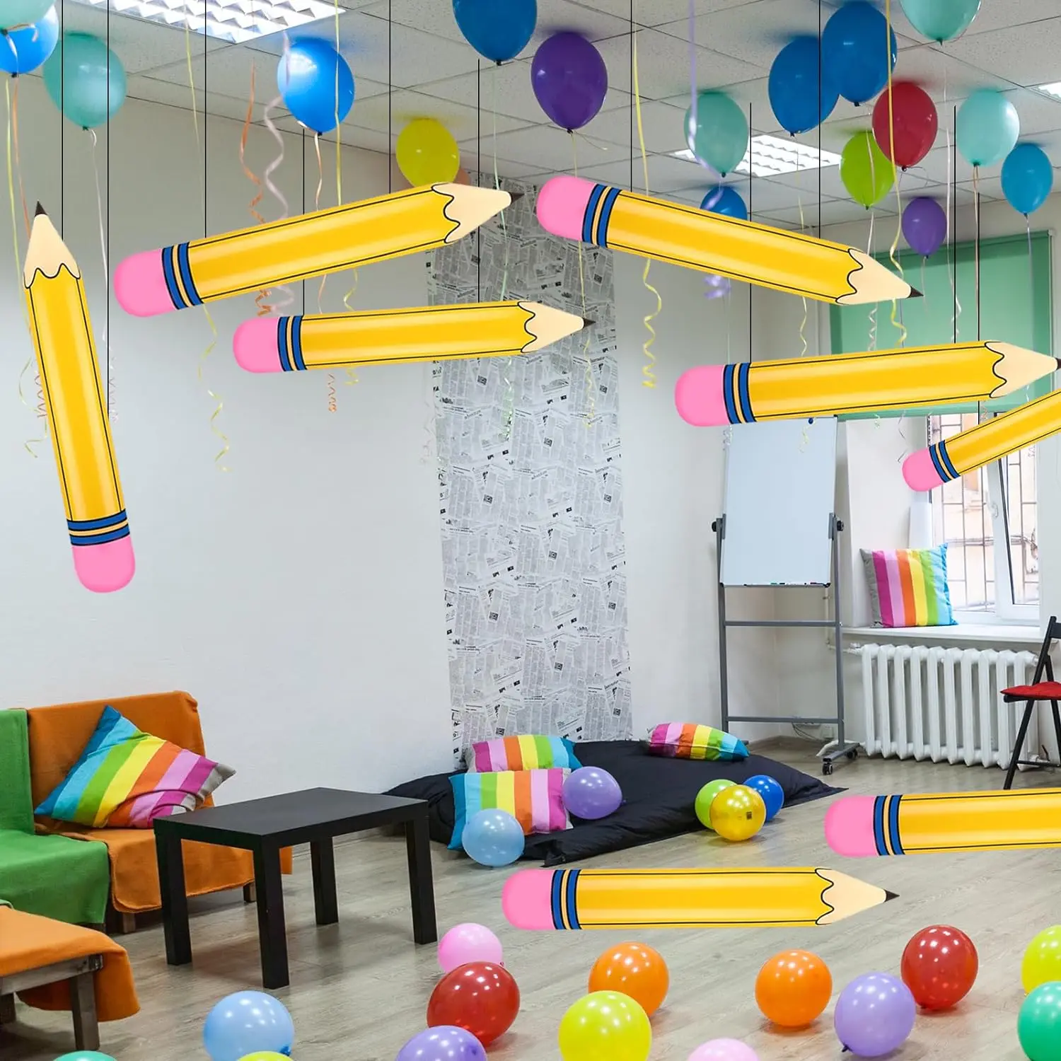 3 Pcs 27 Inch Giant Large Inflatable Pencil Back to School Graduation Decor Hanging Inflatable Pencil Classroom Decoration