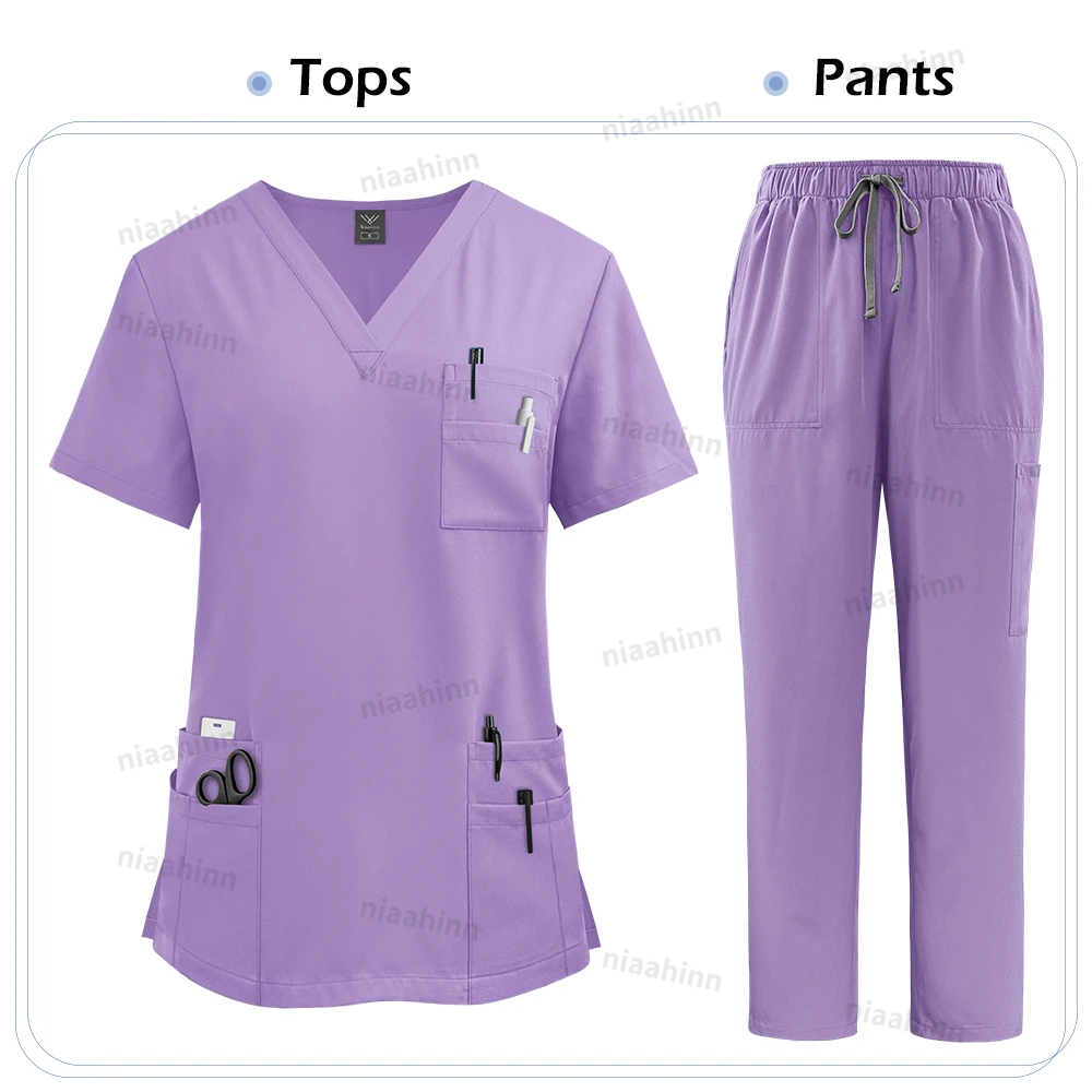 Krankens ch wester Uniform Peelings setzt Frauen Bluse Medicale Femme Still hose passt medizinische Accessoires Gesundheits wesen Schönheits salons Arbeits kleidung – Detail 7