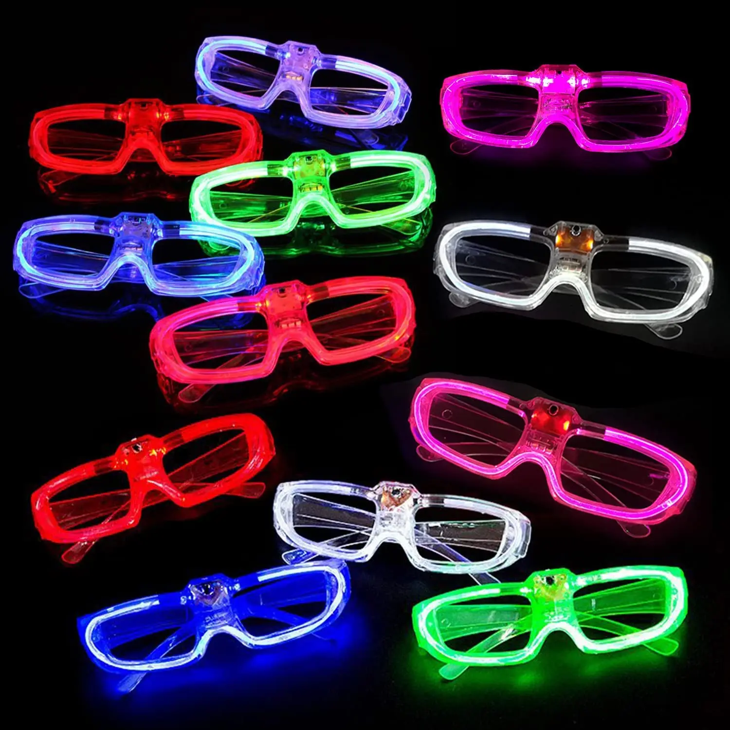 

24pcs Kids Adult LED Flash Glasses Light Up Toy Flashing Birthday Halloween Cosplay Neon Color Glow Party Supplies Favors