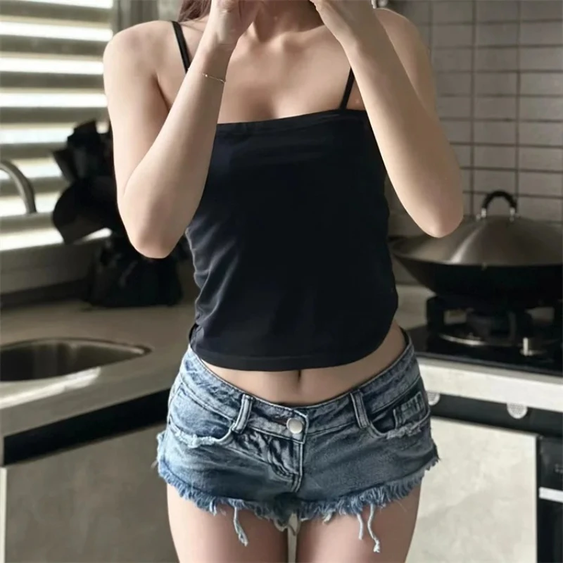 Summer New Women Washed Blue Sexy Low Rise Ultra Short Denim Shorts Triangle Raw Shorts Female Jeans  jean shorts