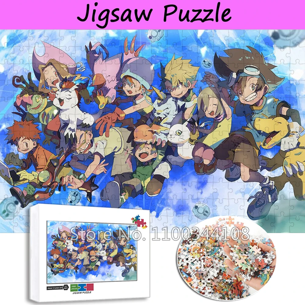 Digimon Adventure Jigsaw Puzzle Classic Anime Digital Monster 300/500/1000 Pieces Wooden Puzzles Children Brain Training Toys