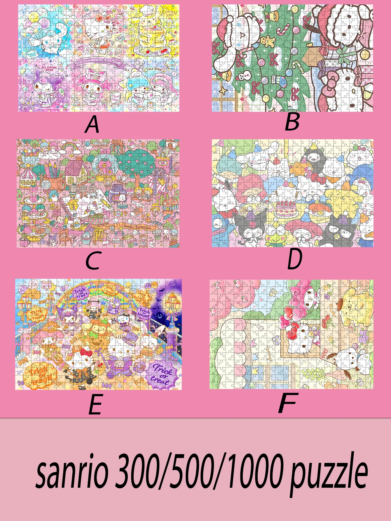 

sanrio hello kitty 300/500/1000 Pieces Game Jigsaw Puzzle Educational Decompressed Toys Gifts