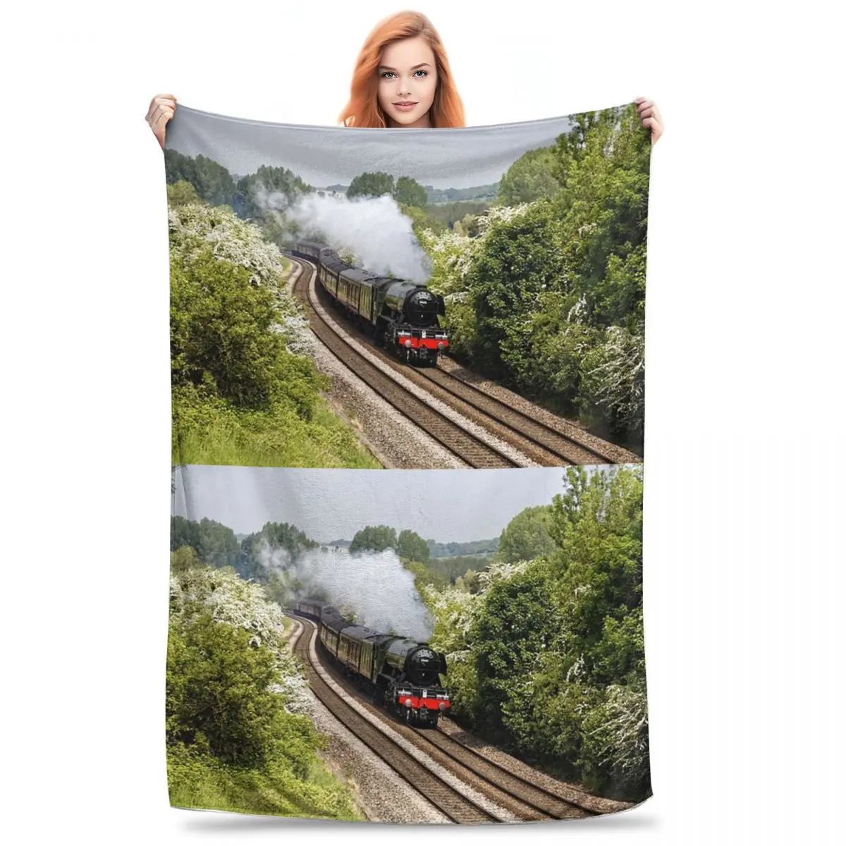 A3 Class 60103 Flying Scotsman Steam Locomotive Blanket Fleece Multi-function Throw Blankets Blanket For Couch Throws Bedspread