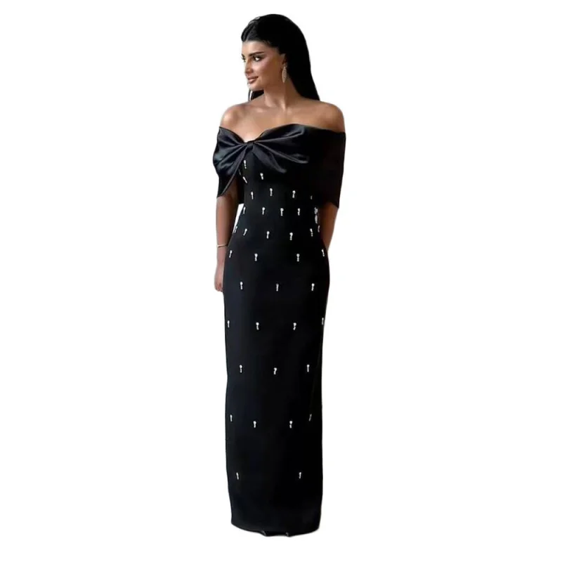Europese en Amerikaanse high-end elegante sexy off-shoulder socialite feestavondjurk bandagejurk