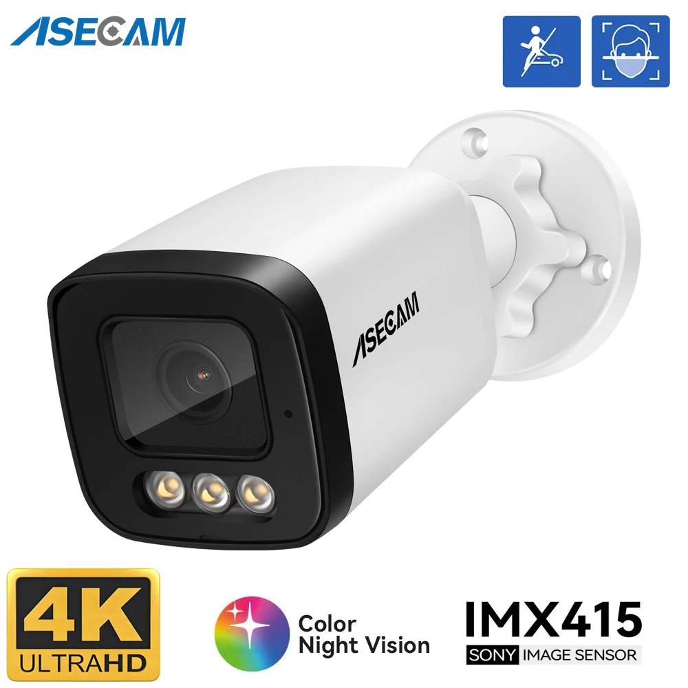 ASECAM 4K Super Starlight IP Camera Aurora Lux True Full Color Night Vision F1.0 Lens POE Onvif 8MP Security CCTV Surveillance