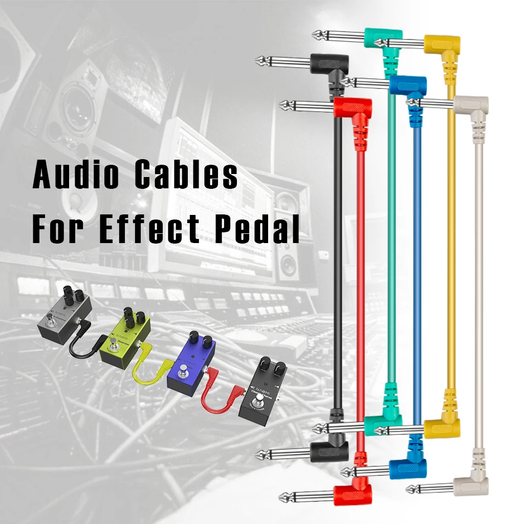 Mugig 기타 이펙트 페달 케이블 6 인치-1/4 이펙트 페달용 악기 케이블, 직각 패치 케이블 키트 다채로운 6 팩