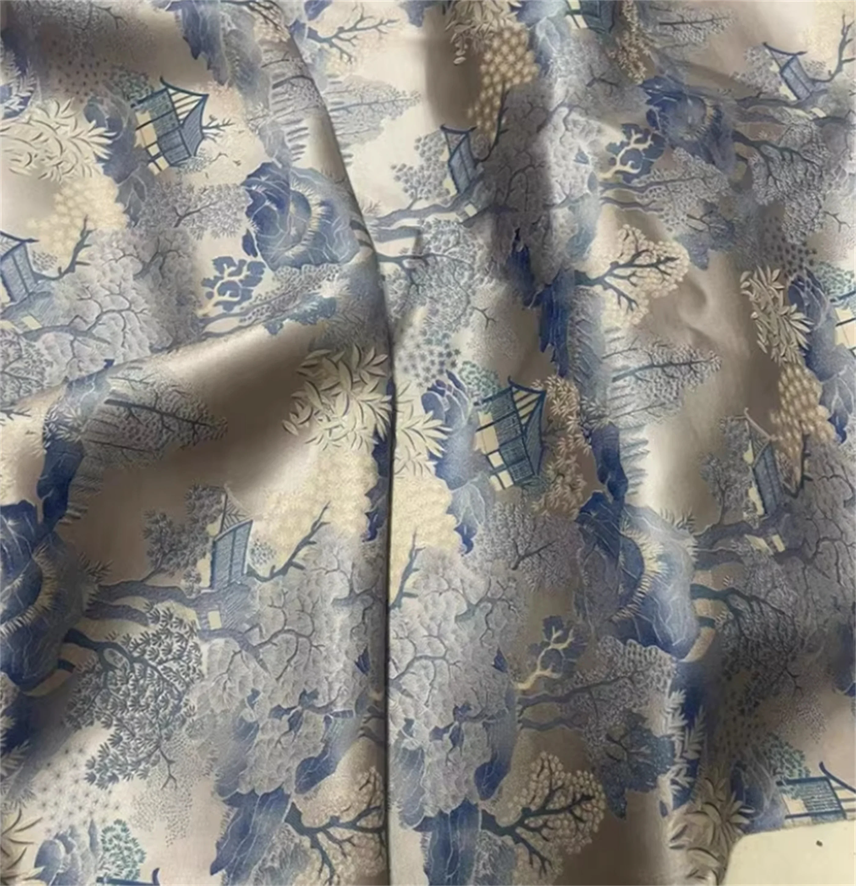 

3D шелковая парчовая ткань Ханчжоу, жеонсам из шелкового шелка шелковицы, окрашенная в растениях, шелковая ткань