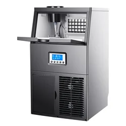 45kg Ice Machine Commercial Maker Milk Tea Shop Large Ice Cube Making Household Automatic Ice Crushing HZB-68F