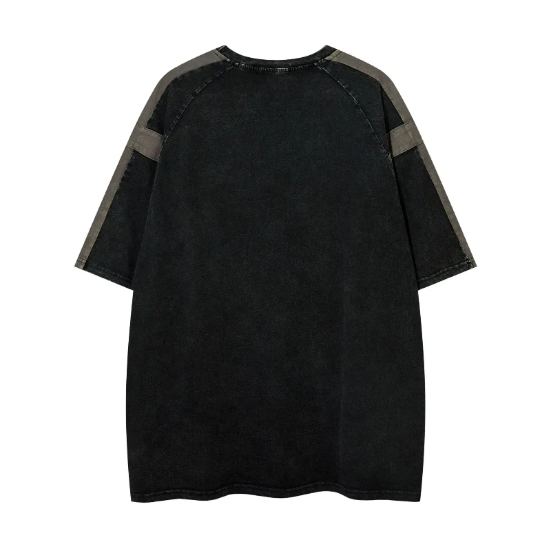 High Street Retro Washed Distressed Summer T Shirt Men Hip Hop Streetwear Casual Half Sleeve Round Neck Oversized T Shirt Women