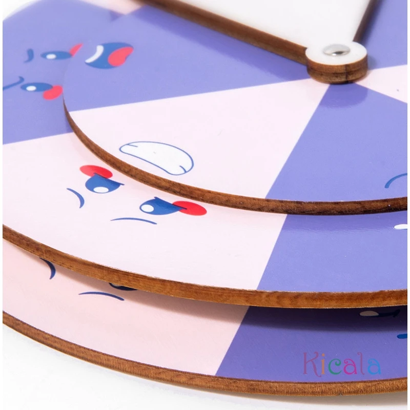 Gioco educativo di abbinamento dell'espressione facciale Ruota di sensazione in legno Attività di apprendimento divertente Giochi da tavolo Giocattolo di apprendimento sociale emotivo