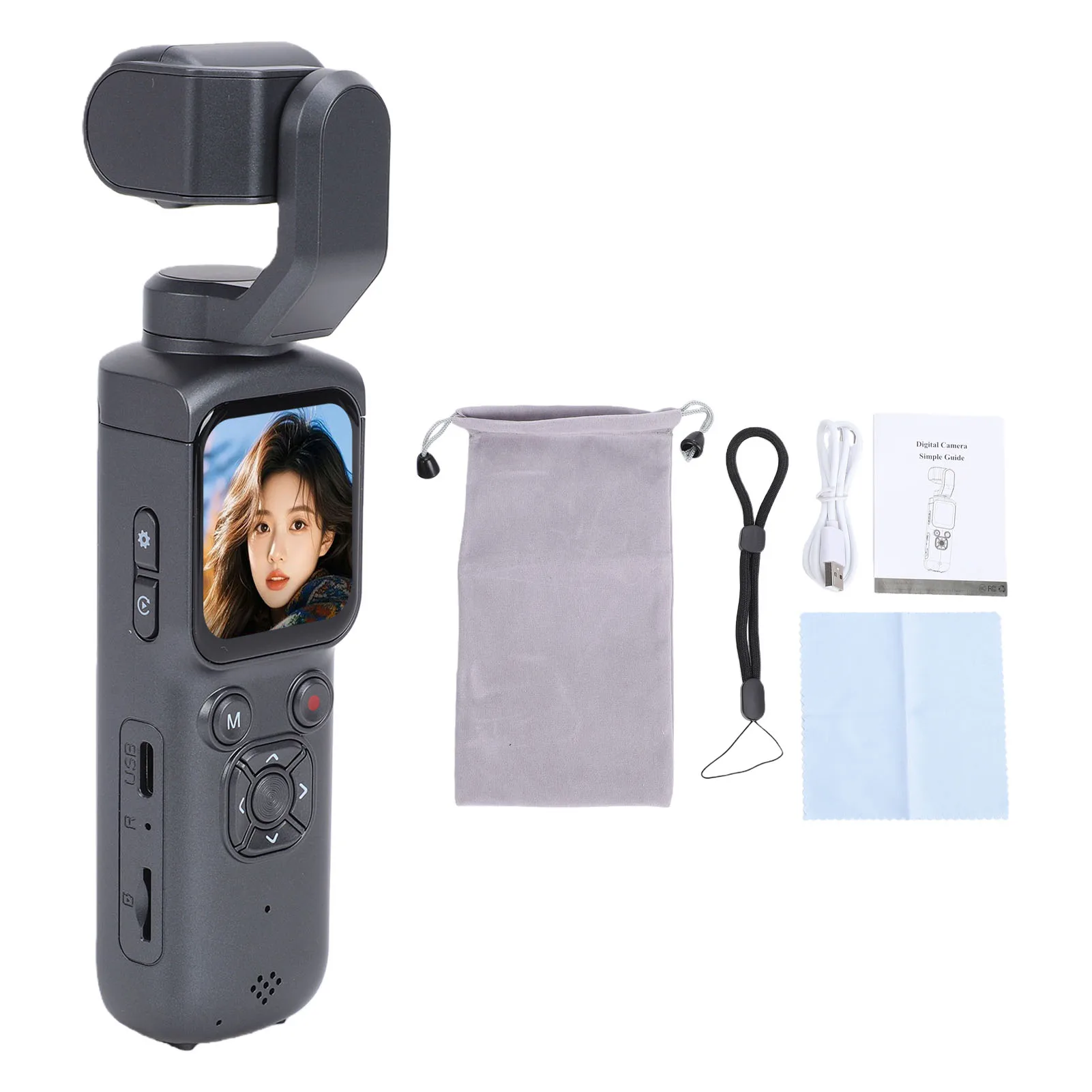 Portable Video Camera 4K 64MP WiFi Handheld Vlogging Camera Anti Shaking Digital Video Recorder for Outdoor Travel