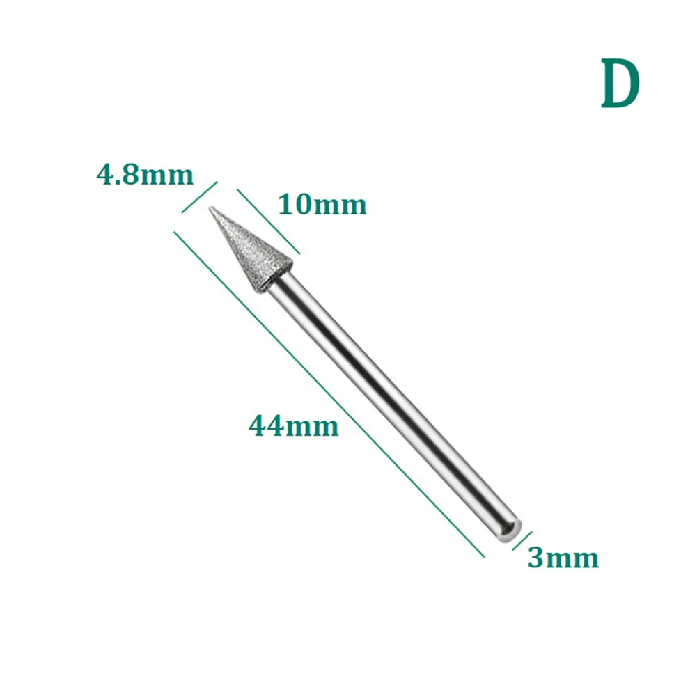 

1pc Carving Needle 3mm Shank Diamond Grinding Head Grinding Needle Bit For Metal Glass Jade Engraving Drilling Carving Tool