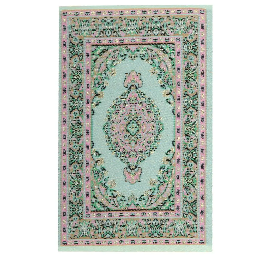 Turkish Style Carpet Embroidery Cloth /12 Dollhouse Miniatures Green #B