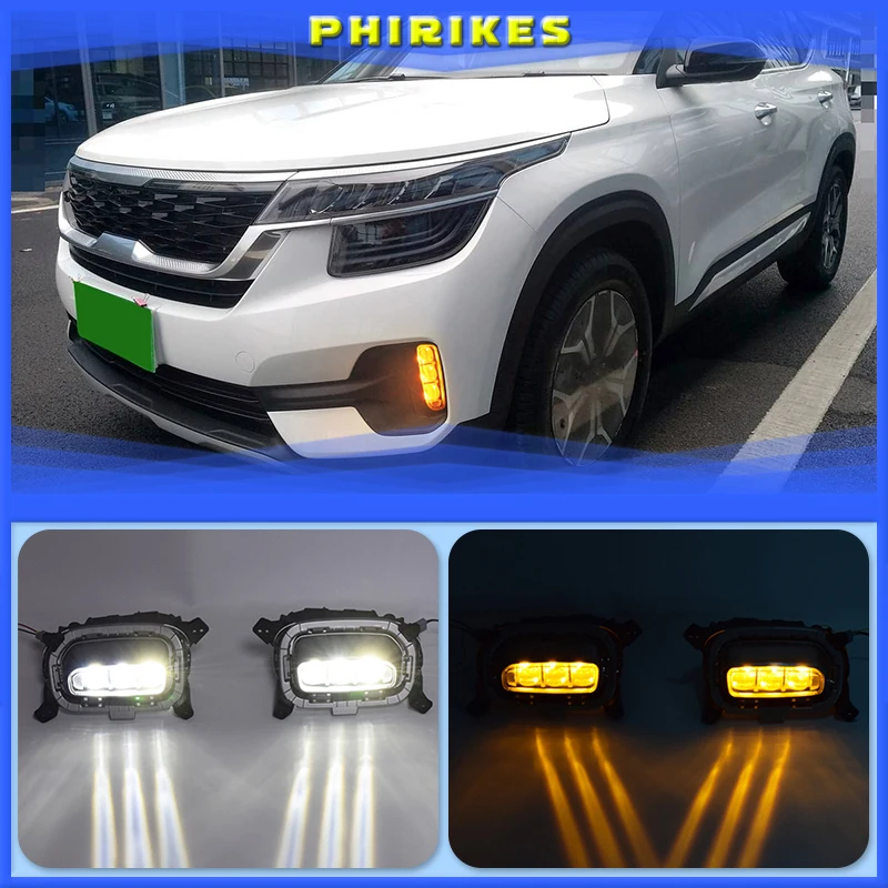 For Kia Seltos KX3 2020 2021 Turn Yellow Signal Relay 12V Car DRL Lamp LED Daytime Running Light