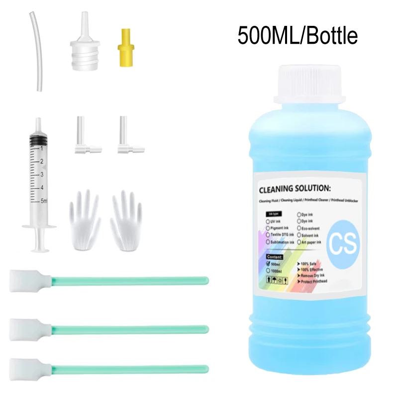 Solução de limpeza de tinta dtf, limpeza forte para epson dx4 dx5 dx7 l1800 l805 l800 1390 i3200 dtf líquido de limpeza