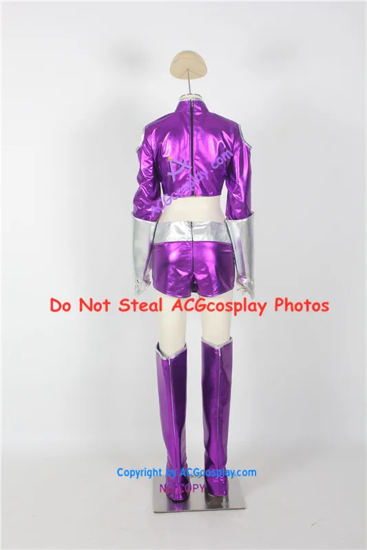 Purple color spandex made Cosplay Costume acgcosplay include buckle props and stockings version 02