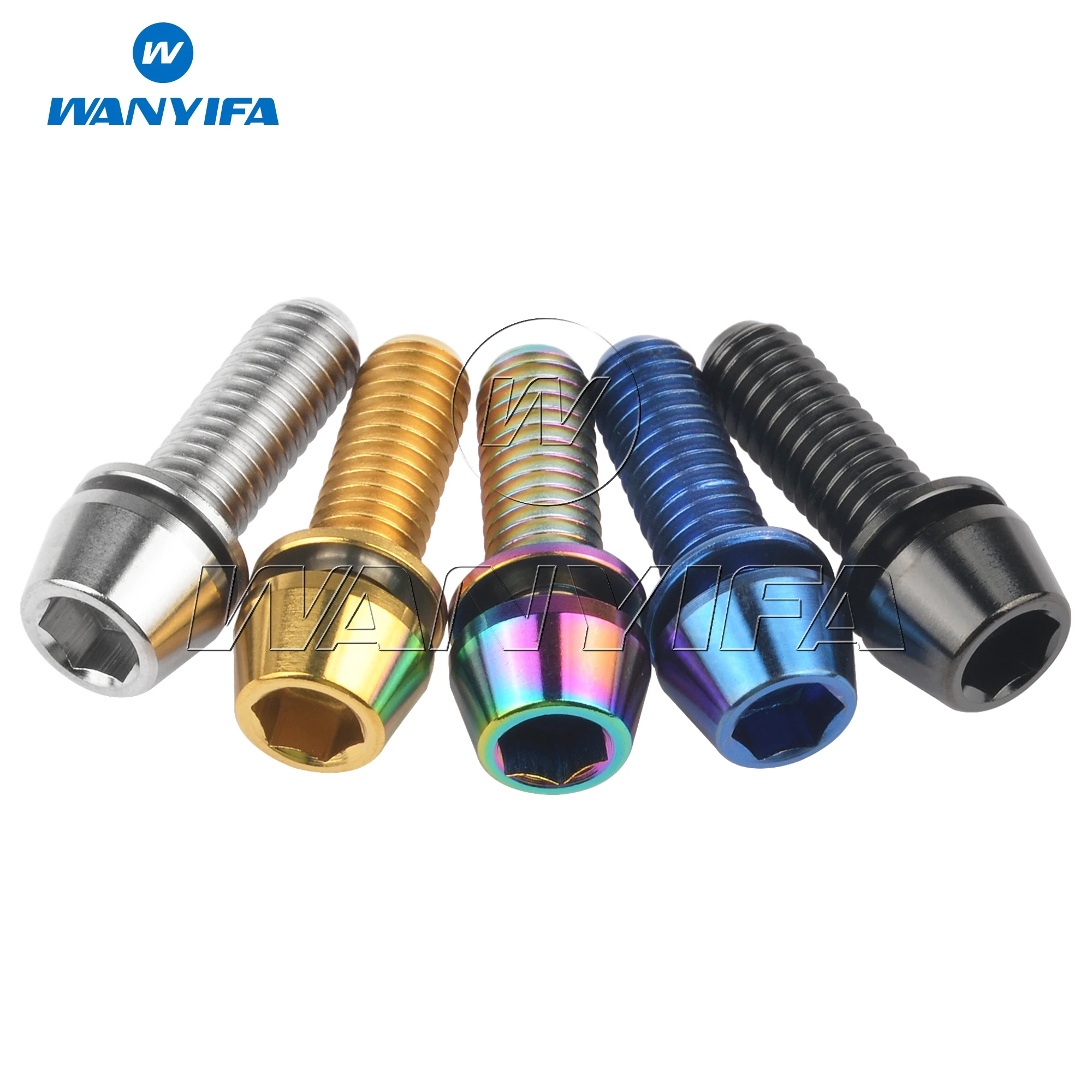 Wanyifa Titanium Bolt M6x16 18 20 25mm Tapered Hex Allen with Washer Disc Brake Bolt Bicycle Screw