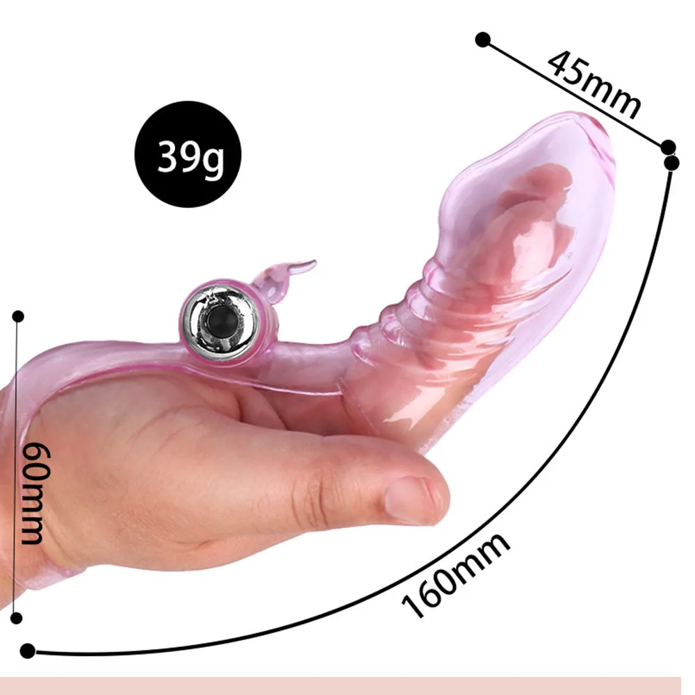 Triple Finger Sleeve Vibrator Delay Extender HandJob Clit Stimulate Squirt Brush Woman Orgasm Massager Condom Stick #3