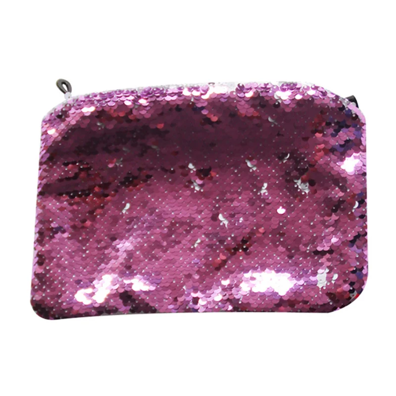 Shiny Sequins Magic Sublimation Blank Cosmetic Makeup Bag Women Fashion Handbags Zipper Pouch for Heat Transfer Printing Logo