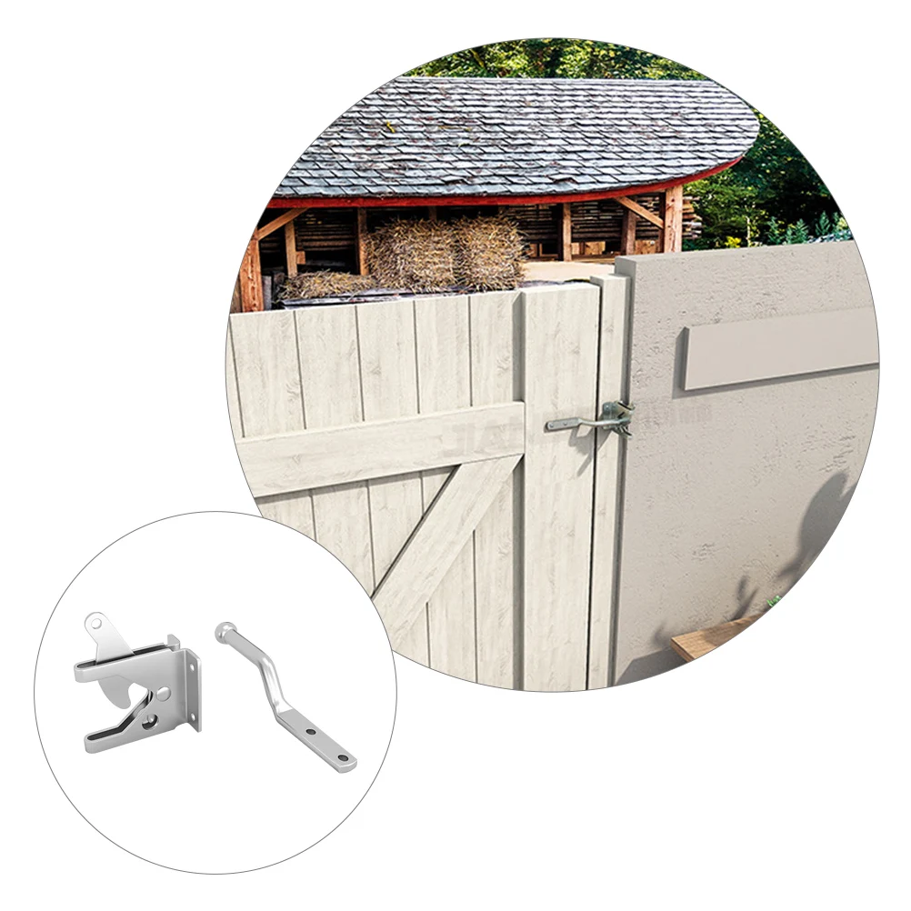1Set Gravity Lever Fence Lock Heavy Duty Slide Bolt Gate Latch Self-Locking Gate Latch for Wood Fence Outdoor Security