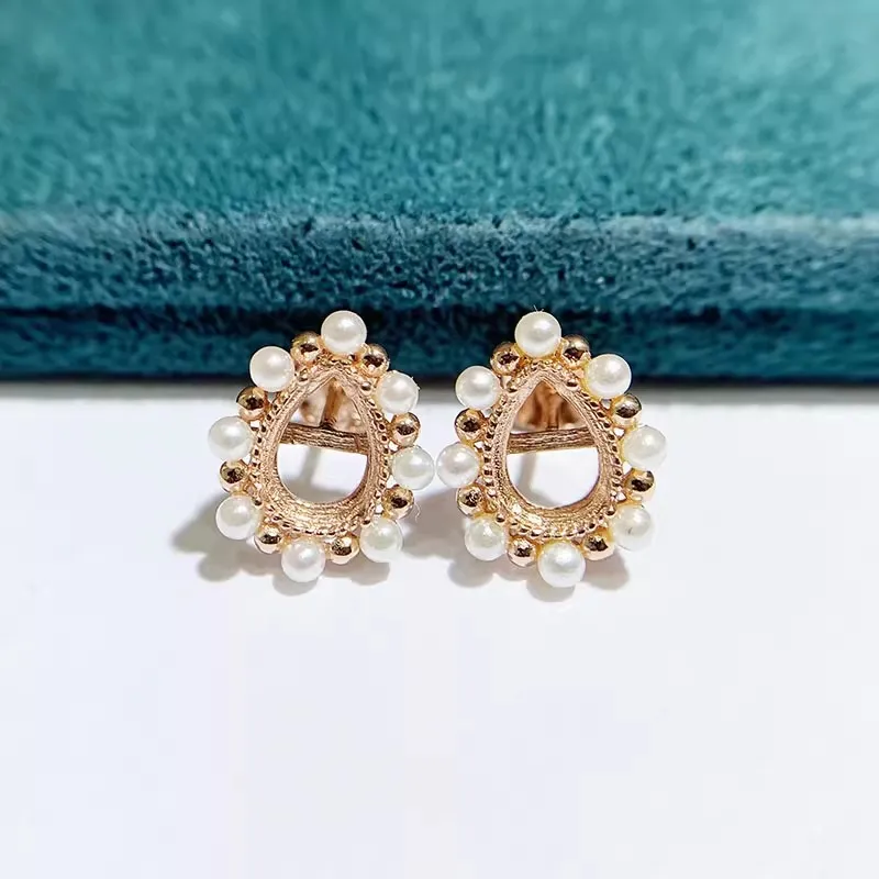MeiBaPJ 5mm*7mm Water Drop Stones DIY 925 Silver Empty Setting Zircons Stud Earrings Fine Charm Wedding Jewelry for Women