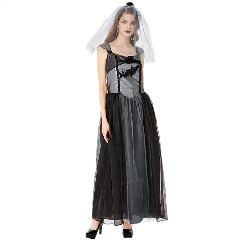 

Halloween Ghost Bride Costume Devil Witch Vampire Disguised Hell God Of Death Bride Uniform halloween costumes for women