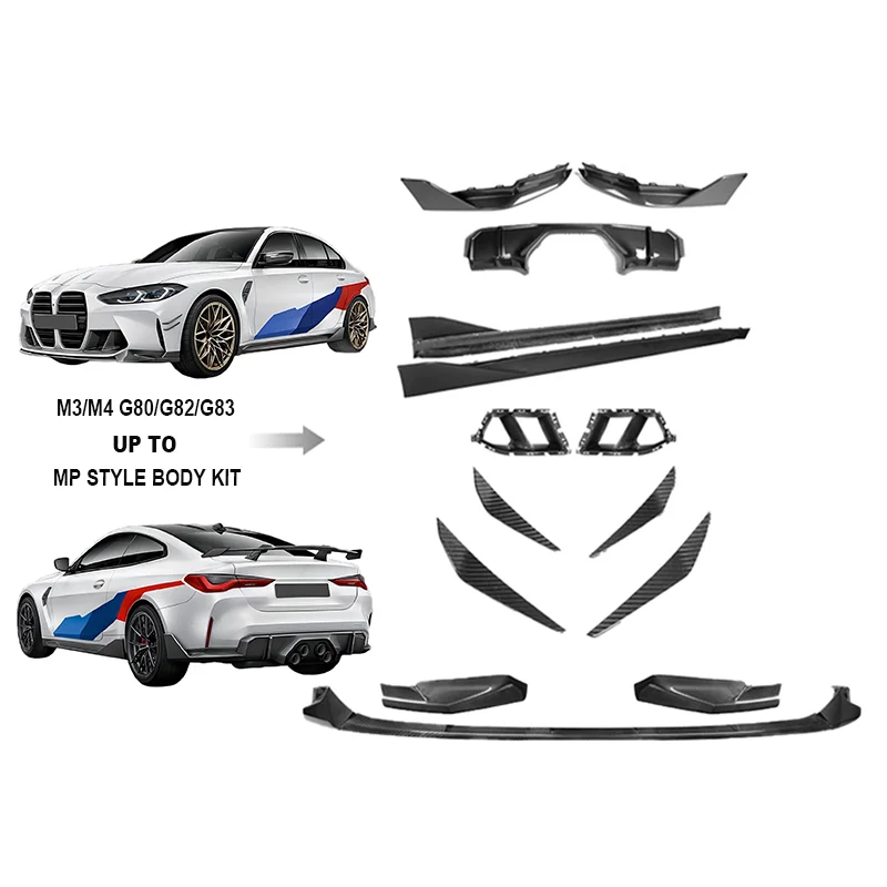 Carbon Fiber 3 Series 4 Series M3/M4 G80/G82 MP Style Body Kit For BMW M3 G80 M4 G82 Upgrade to M Performance Body Kit 2021+