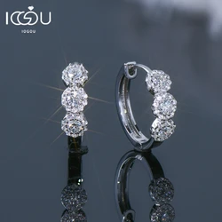 IOGOU D0.42CTW D Color Round Moissanite Hoop Huggie Earrings Original Certified Silver 925 Woman Earrings Classic Jewelry Gifts