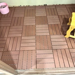 30x30cm Wooden Decking Tiles Hardwood Interlocking Patio Deck Tiles Composite Floor Covering for Garden Wood Flooring