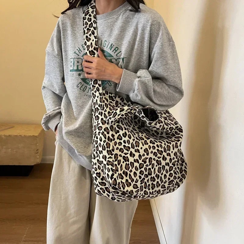 Leopard Design 2024 Korean Fashion Big Crossbody Bags for Women Travel Handbag Lady Shopper Shopping Shoulder Bag Bolsa Feminina