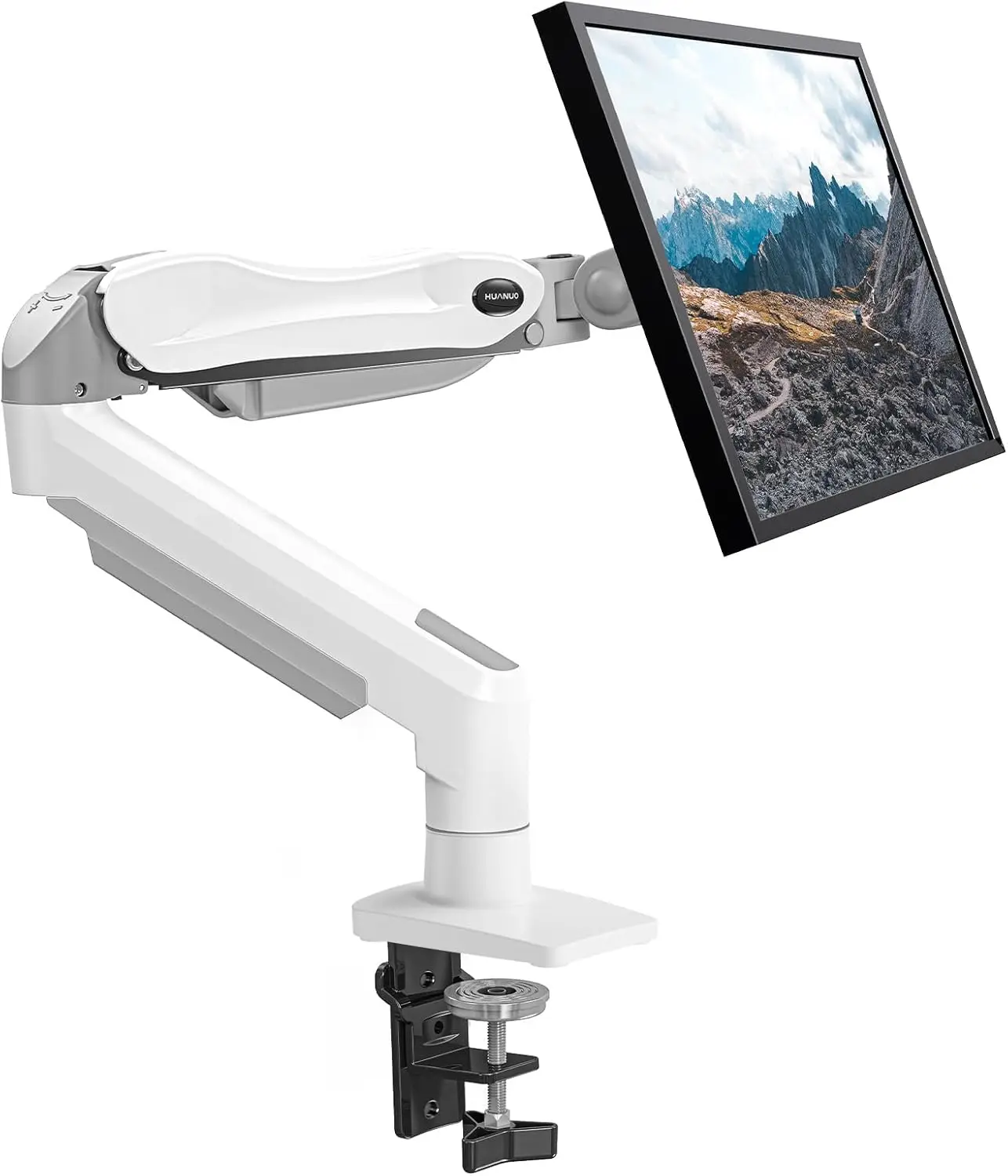 Single Monitor Mount 13-32 Inch Gas Spring Arm, Adjustable VESA Stand with Clamp & Grommet Base, Holds 4.4-19.8 lbs LCD Computer Monitors