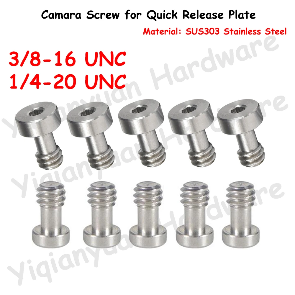 

Yiqianyuan 1/4-20 3/8-16 UNC Thread Camera Screws for Quick Release Plates SUS303 Stainless Steel Hexagon Socket Round Head Bolt